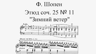 Ф Шопен – Этюд соч 25 №11 “Зимний ветер”  F Chopin  Etude Op 25 No11 “Winter Wind” [upl. by Nay]