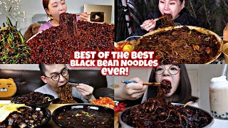 BLACKEST BLACK BEAN NOODLES MUKBANG⚫🤯😱😵 [upl. by Aetnahs]