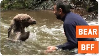 Man Plays with a Bear in Stream  Best Friends [upl. by Puduns]