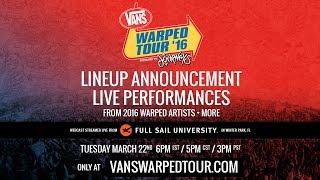 2016 Vans Warped Tour  Live Artist Announce Webcast [upl. by Glover681]