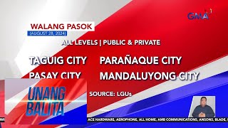 Walang pasok as of 608 AM August 28 2024  Unang Balita [upl. by Attikram336]