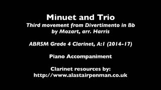 Minuet and Trio Third movement from Divertimento in B flat by Mozart Piano Accompaniment [upl. by Jackelyn]