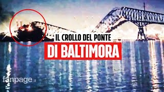 Come ha fatto la nave cargo a Baltimora a colpire il ponte Francis Scott Key il video del crollo [upl. by Suertemed]