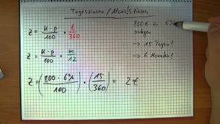 Zinsrechnung  Tageszinsen und Monatszinsen [upl. by Arhas466]