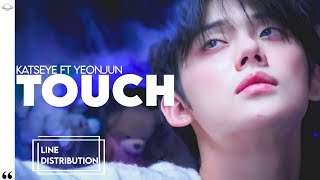 KATSEYE  TOUCH FT YEONJUN OF TXT  LINE DISTRIBUTION [upl. by Edlin298]