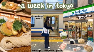 japan vlog 🍮 first week in tokyo what i eat udon tonkatsu cafes family mart exploring around [upl. by Delbert]