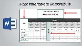 How to create time table in Microsoft word 2019  Effortless Time Table Creation in Microsoft Word [upl. by Schalles83]