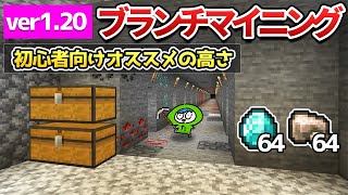 【最新】初心者でも簡単ブランチマイニングのやり方と鉱石別のオススメの高さ！【マイクラ】統合版 [upl. by Regnig]