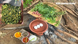 South Indian Traditional Moringa Leaves amp Eggs Fry in Village Style Cuisine  Moringa amp Eggs Recipe [upl. by Dibru172]