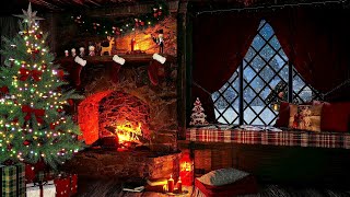 Cozy Christmas Fireplace Ambience  Crackling Fireplace and Snow Sound for Sleep [upl. by Nonna844]