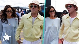 Brad Pitt amp Ines De Ramon HOLD HANDS At British Grand Prix [upl. by Ferdy]