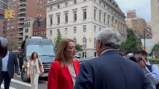 Tajani e Metsola inaugurano la mostra quotLa Grande Visione Italianaquot al Consolato di New York [upl. by Meehyr]