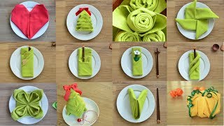 12 Fancy Napkin Folds  Easy Napkin Folding Tutorials  Year in Review  Episode 13 [upl. by Eekcaj]