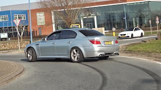 BMW M5 V10 with Eisenmann Straight Pipes Exhaust Burnout Drifts Revs [upl. by Marylee399]