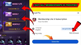 I GOT FREE WEEKLY MEMBERSHIP  WEEKLY LITE MEMBERSHIP  MONTHLY MEMBERSHIP IN FREEFIRE [upl. by Vittoria143]