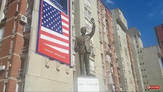 Pristina Kosovo Downtown Street Walk  Bill Clinton Sq etc  Steven Heap [upl. by Iraam]