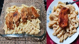 Creamy White sauce pasta with chicken steak recipe [upl. by Onitsoga]