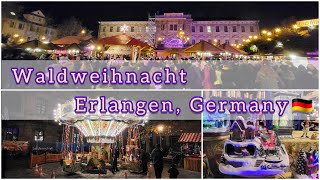 Christmas Market Germany  Waldweihnacht Erlangen Walk Tour 2022 [upl. by Gelasias]