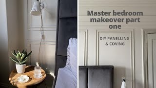 MASTER BEDROOM MAKEOVER PART ONE  DIY PANELLING amp COVING  Kerry Lockwood [upl. by Jankell377]