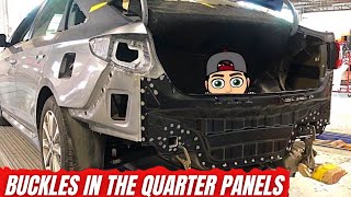 The quarter panels got buckled when it got rearended bodywork collision autobody [upl. by Ellehcor]