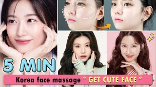 5 MIN Get Cute Face amp Slim Face Reduce Wide Face Cheekbone Reduction  Korean Face Massage [upl. by Aenil698]