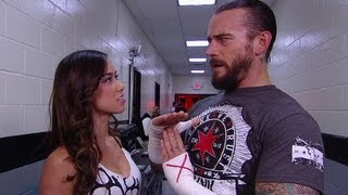 AJ confronts CM Punk Raw May 21 2012 [upl. by Ellinej895]