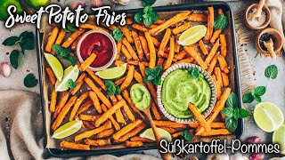 Knusprige Süßkartoffel Pommes aus dem Ofen oder Airfryer einfach selber machen ♡ Bestes Rezept ♡ [upl. by Anicnarf101]