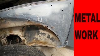 vw bug front quarter panel repair without replacing sheet metal work [upl. by Eneluj412]