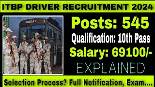 ITBP DRIVER RECRUITMENT 2024 ITBP NEW VACANCY II LATEST GOVT JOBS [upl. by Schaab551]