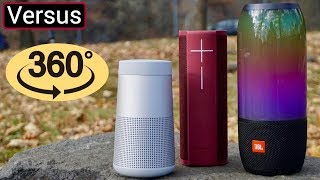 JBL Pulse 3 Vs UE Blast Vs Bose Soundlink Revolve  360 Degree Speakers Compared [upl. by Eimar92]