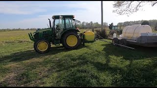 Spraying burn down on new ground using my John Deere 5067E [upl. by Fitzgerald]