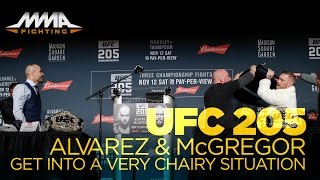 Conor McGregor Eddie Alvarez Almost Have Melee at UFC 205 Presser [upl. by Danby89]