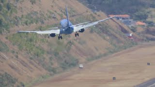 Demanding CROSSWINDS LANDINGS at Funchal MADEIRA AIRPORT [upl. by Alcott]