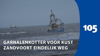 Garnalenkotter voor de kust van Zandvoort eindelijk weg  Haarlem105 [upl. by Yelram130]