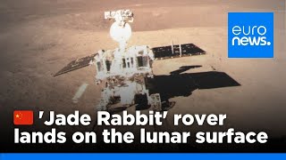 China moon landing video Jade Rabbit rover softlands on lunar surface  euronews 🇬🇧 [upl. by Schonfield523]