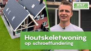 HOUTENSKELET woning op SCHROEFFUNDERING  Weenk Schroeffundering [upl. by Roselia]