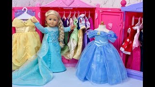 American Girl Doll Disney Princess Closet Tour [upl. by Imuyam]