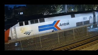 AMTK 161 leads AMTK 4 Fullerton Railcam 11122023 [upl. by Ahsonek]