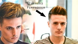 Mens Haircut amp Hairstyle  Forward Pompadour  Slick Quiff  Business Casual [upl. by Dicky158]