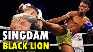 Singdam Kiatmoo9  Black Lion สิงห์ดำ เกียรติหมู่ 9  Muay Thai Highlights [upl. by Ahsinav]