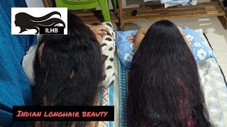 Long hair play and relaxing with hair open with two Rapunzels [upl. by Akcire]