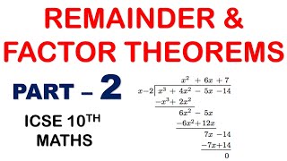 REMAINDER amp FACTOR THEOREMS part2  ICSE 10th Mathematics [upl. by Eissel38]