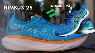 ASICS Gel Nimbus 25 vs ASICS Gel Nimbus 24  Un antes y un después dentro de la marca nipona [upl. by Kcinemod]