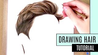 How to Draw Hair  Coloured Pencil Drawing Tutorial  Realistic short hair [upl. by Rinaldo861]