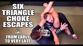 Six Triangle Choke Escapes  From Early to Very Late [upl. by Ahcsas]