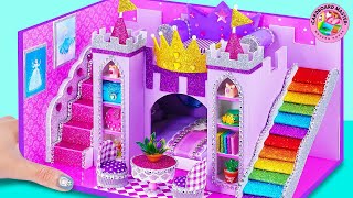 How To Make Simple Pink Craft House From Cardboard For a Princess 👸 DIY Miniature House [upl. by Adnorrahs882]