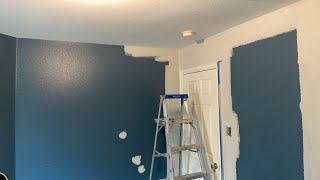 Painting Agreeable Gray SW 7029 Over Dark Blue [upl. by Maillij]