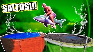 SALTOS EXTREMOS CAMA ELÁSTICA vs PISCINA [upl. by Devlin768]