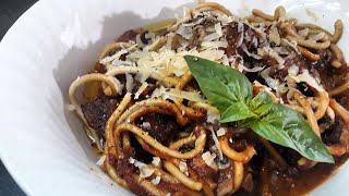 como hacer Spaghetti a la boloñesa con asado de tira [upl. by Walt649]