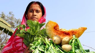 Delicious Fresh Pui Shaak Recipe  Indian Village Style Cooking  Village Food  Vegetable recipe [upl. by Asiluj]